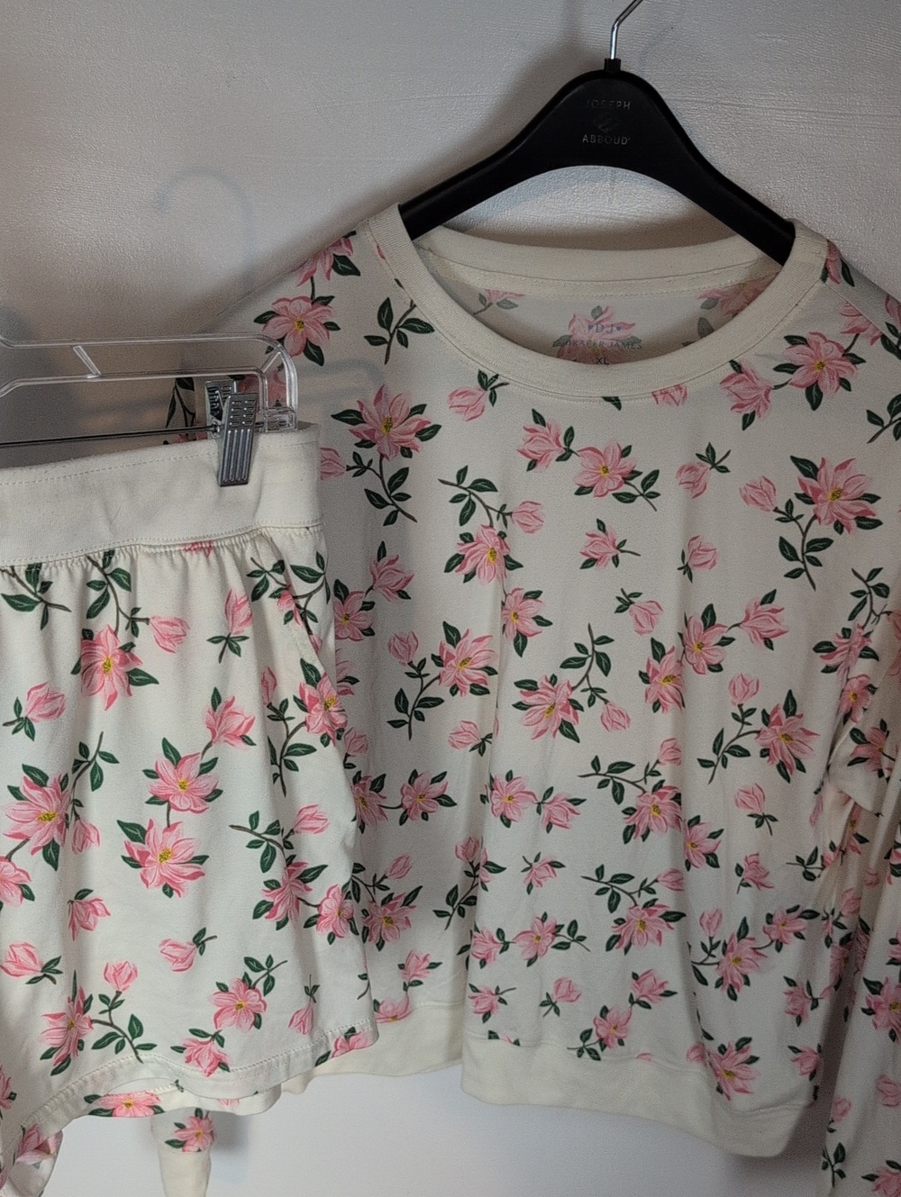 Draper James Pink, Green, and Ivory Floral Print Pajama Loungewear Set